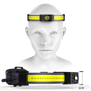 Wason New Best Seller Full Vision Headlamp Broad Beam Type-C 충전식 공장 야외 강력한 강력한 Cob LED 헤드 램프